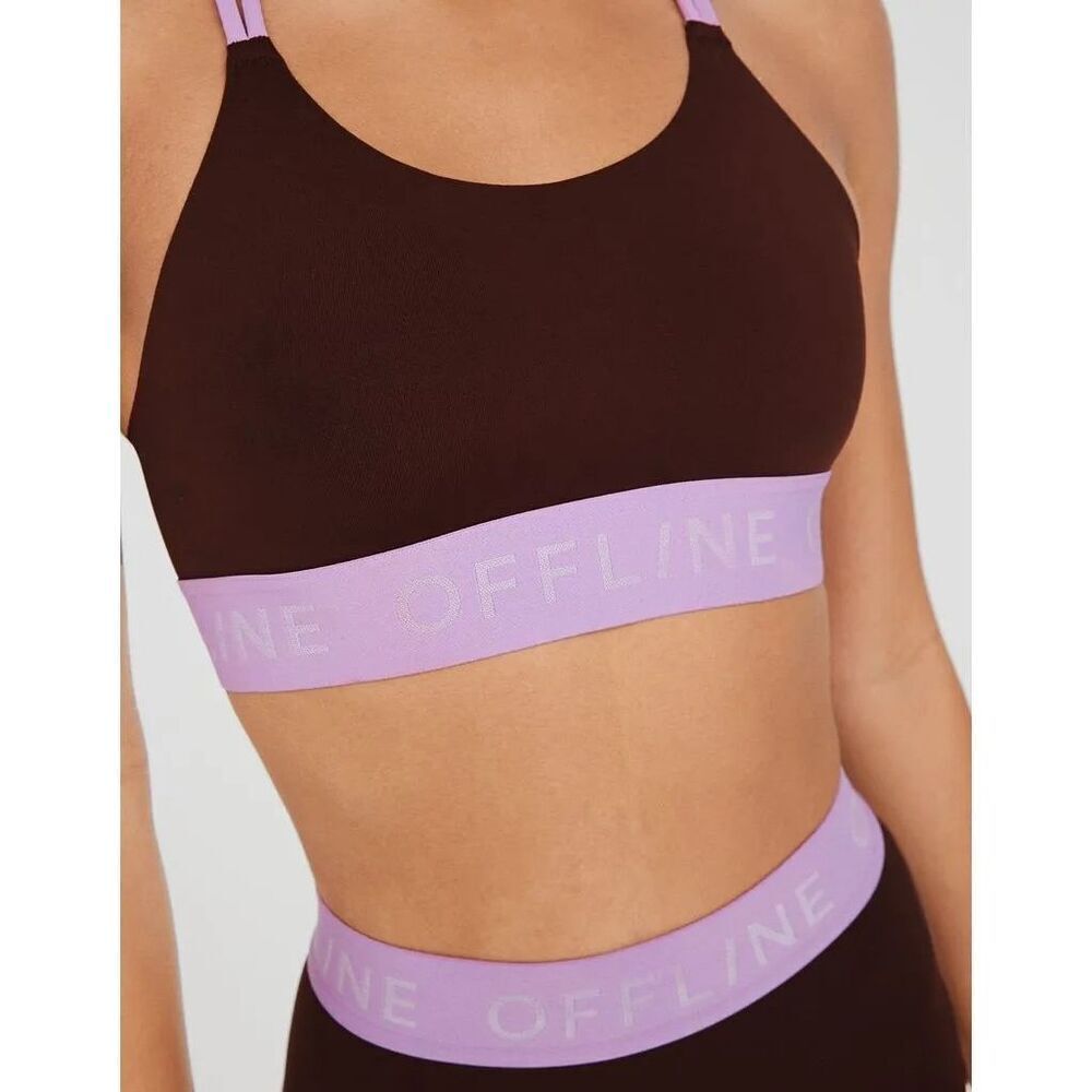 Offline by Aerie Sports Bra Medium Brown Purple Strappy Medium Support